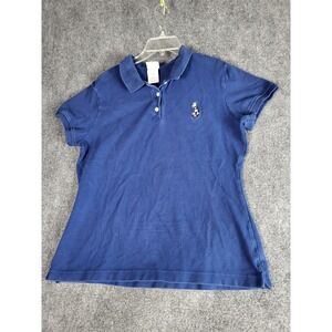 Disney Shopping Polo Shirt Goofy Embroidered Short Sleeve Top Blue Women Sz L‎